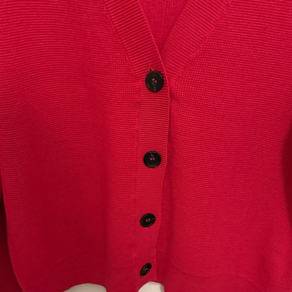 Zenana Women's Red Button-Up Cardigan Size Large - Picture 4 of 4